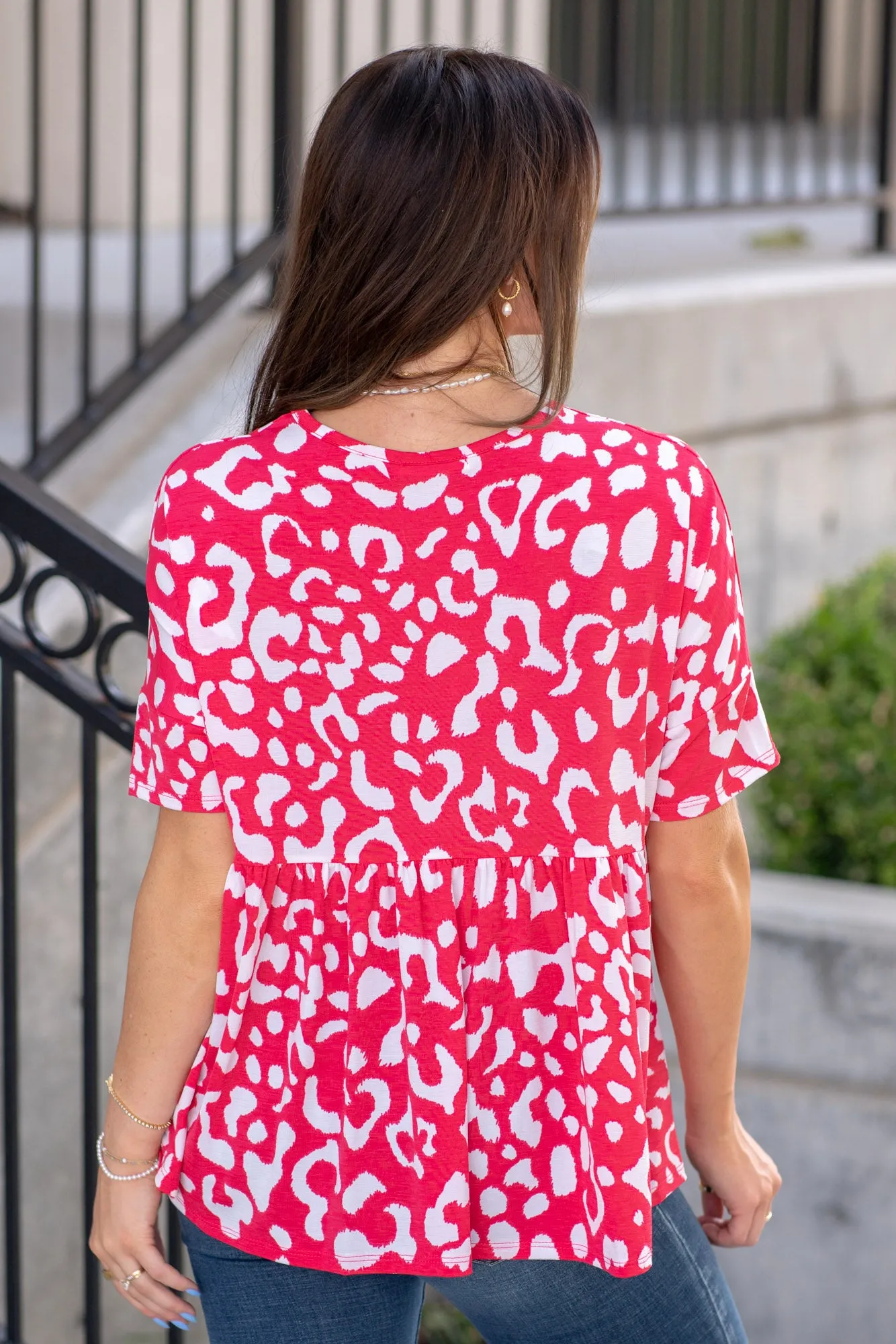 Leopard Peplum Babydoll Blouse