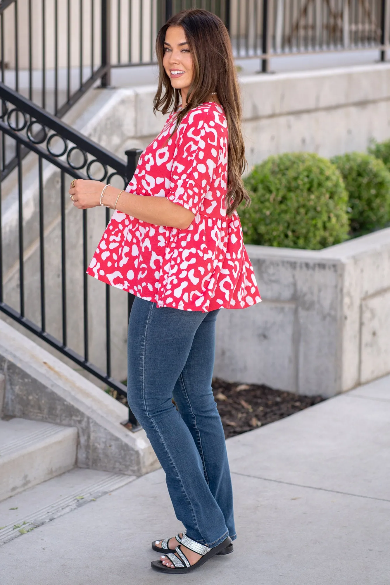 Leopard Peplum Babydoll Blouse