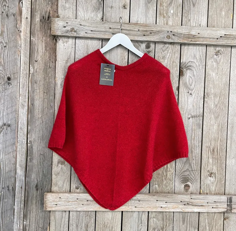 Lothlorian New Zealand Possum & Merino Plain Poncho - Various Colours