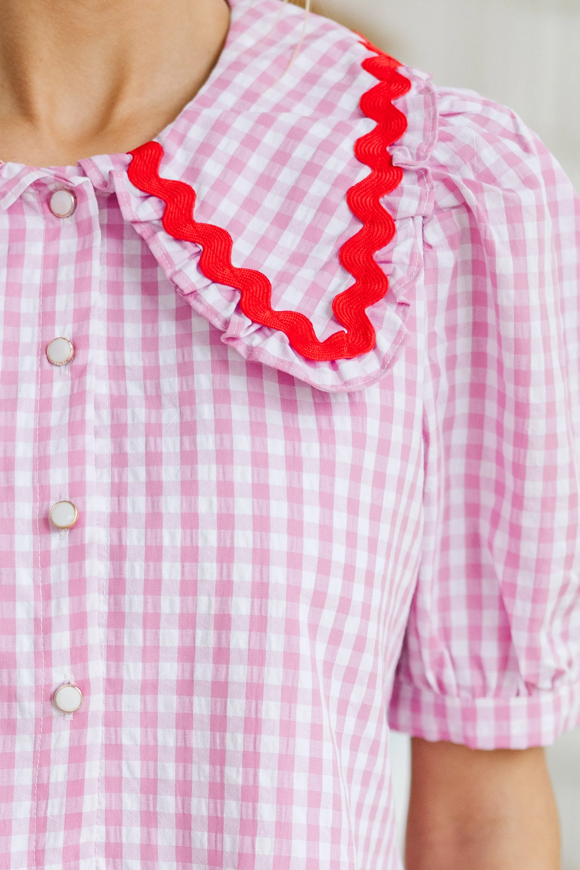 Love Story Pink Gingham Blouse