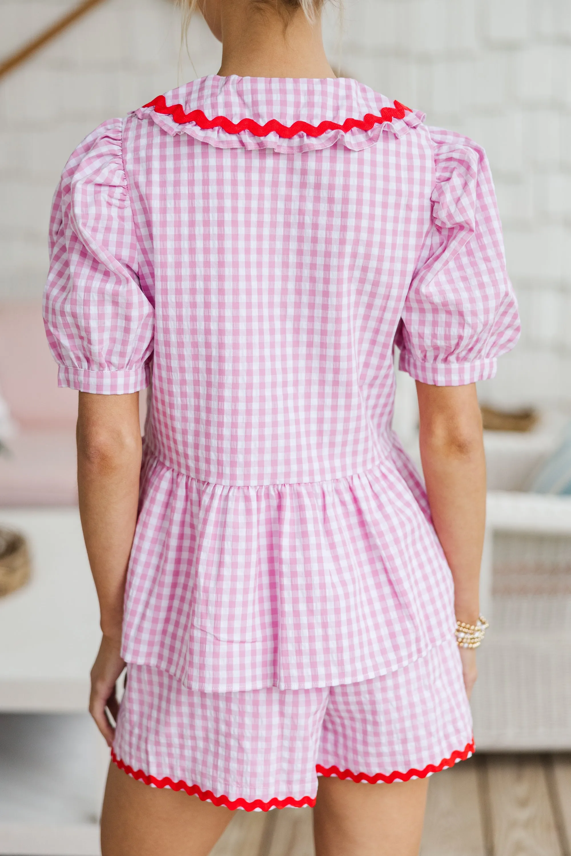Love Story Pink Gingham Blouse