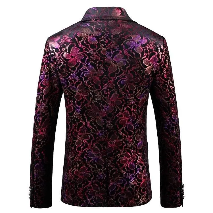 Luxury Retro Single Button Floral Velvet Blazers
