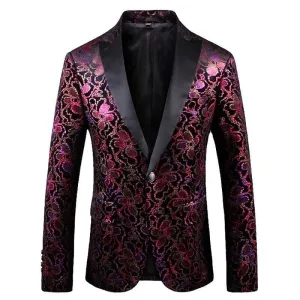 Luxury Retro Single Button Floral Velvet Blazers