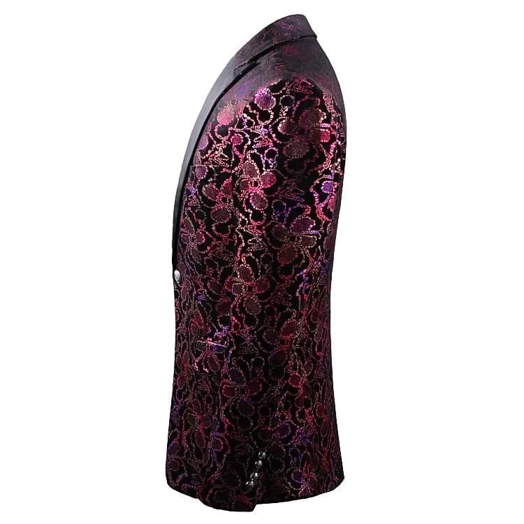 Luxury Retro Single Button Floral Velvet Blazers