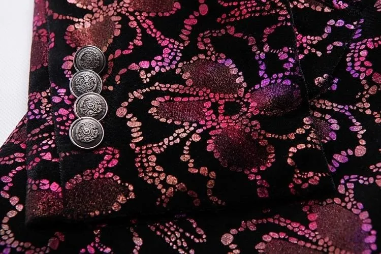 Luxury Retro Single Button Floral Velvet Blazers
