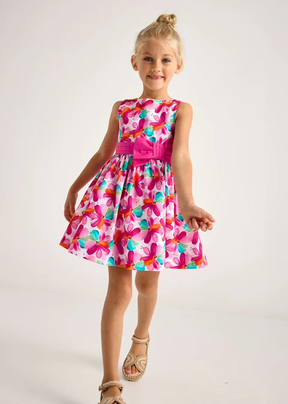 Mayoral Girls Dress 3917 Pink Floral