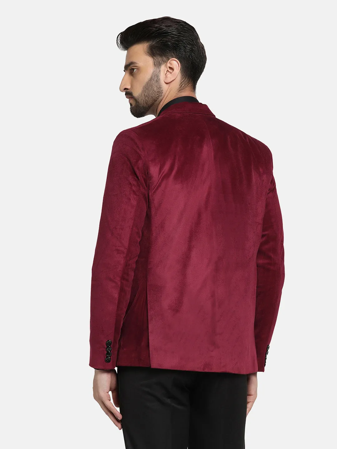 Men Maroon Velvet Blazer