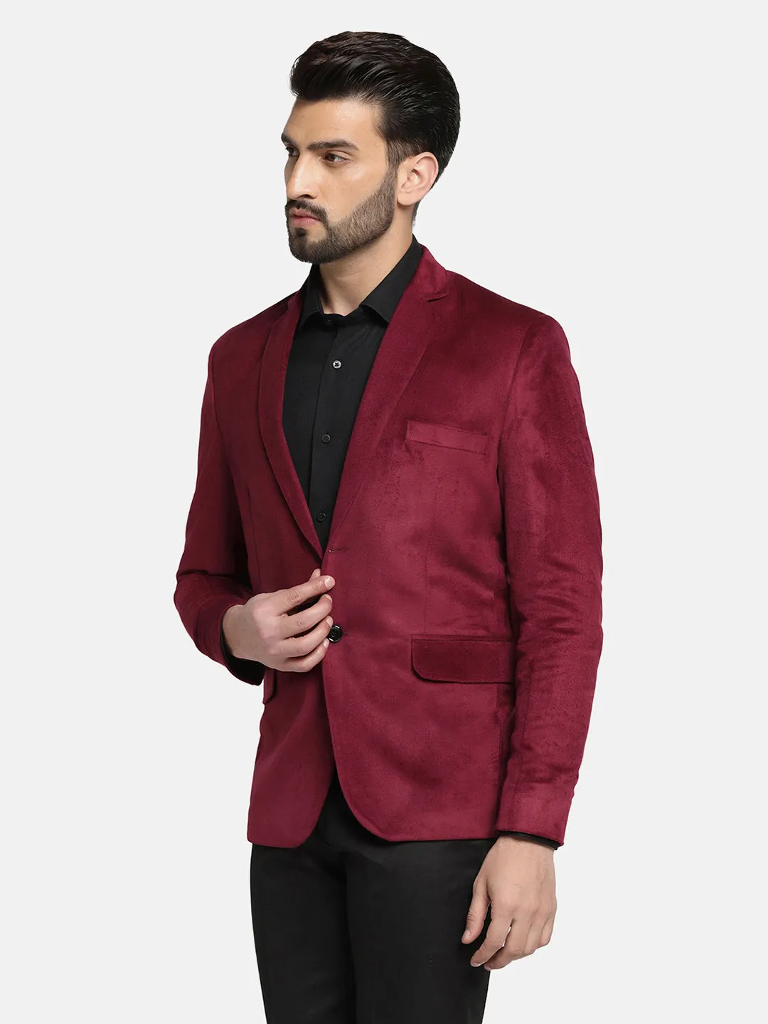 Men Maroon Velvet Blazer