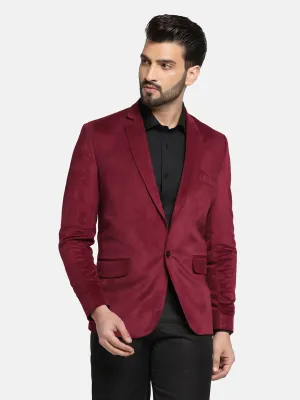 Men Maroon Velvet Blazer