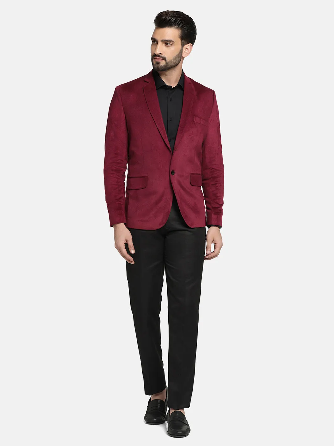 Men Maroon Velvet Blazer
