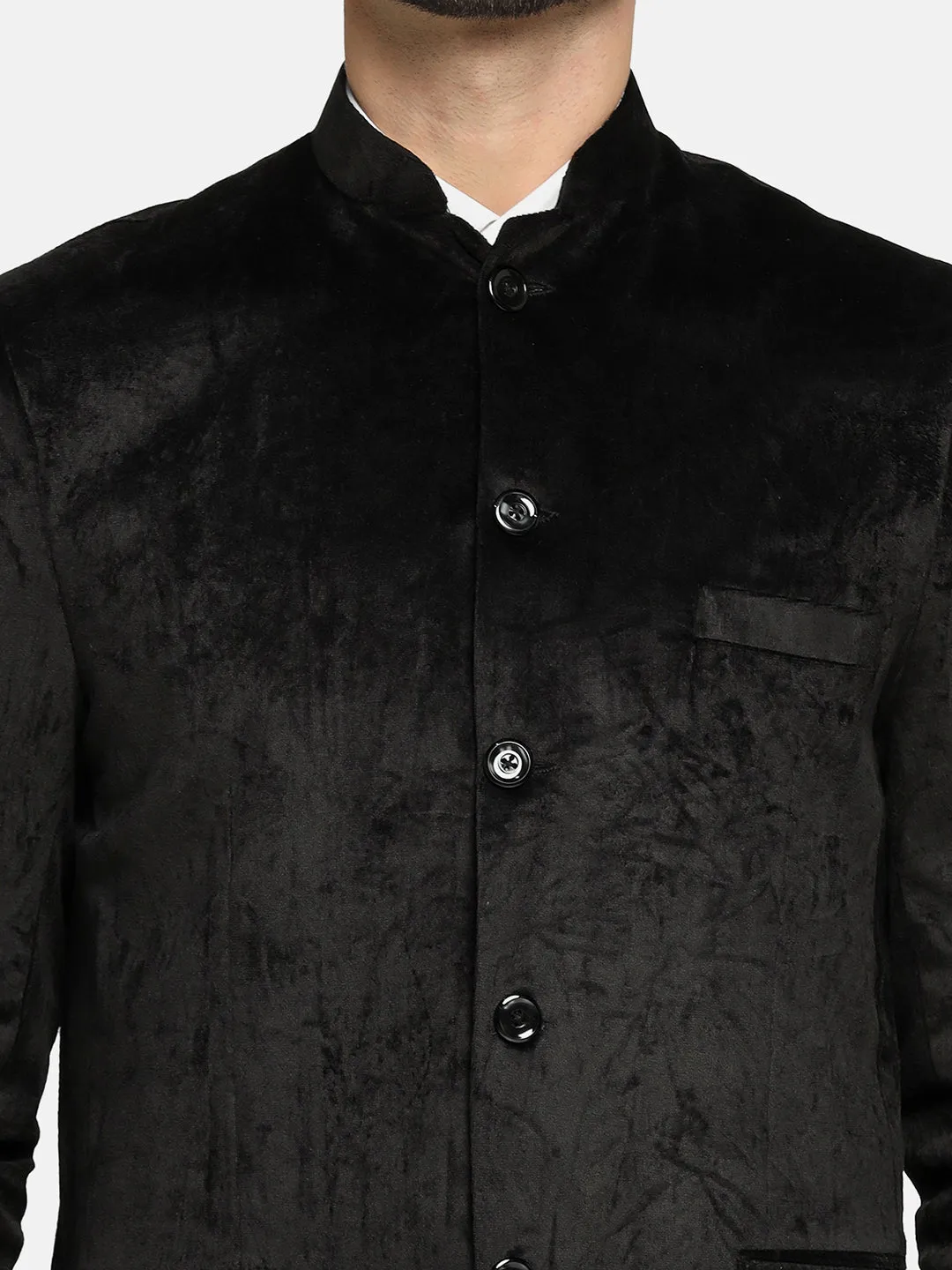 Men Velvet Black Bandhgala Blazer