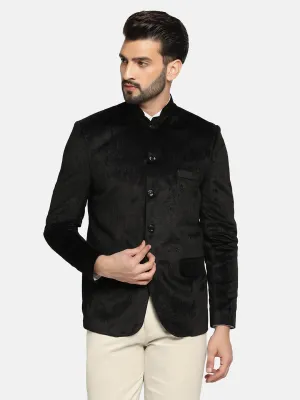 Men Velvet Black Bandhgala Blazer