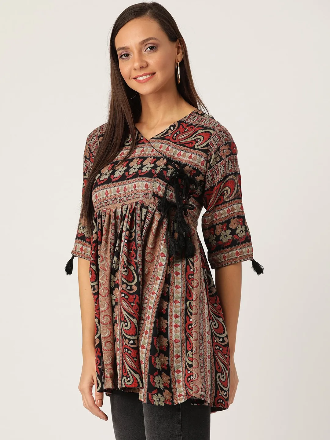 Multicolor Angrakha Peplum Top