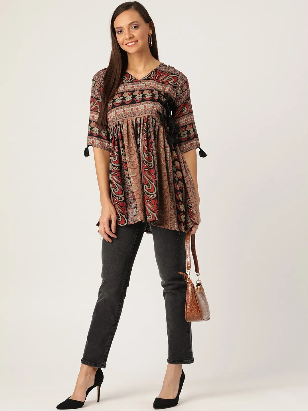 Multicolor Angrakha Peplum Top