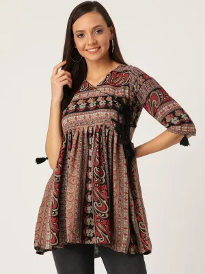 Multicolor Angrakha Peplum Top