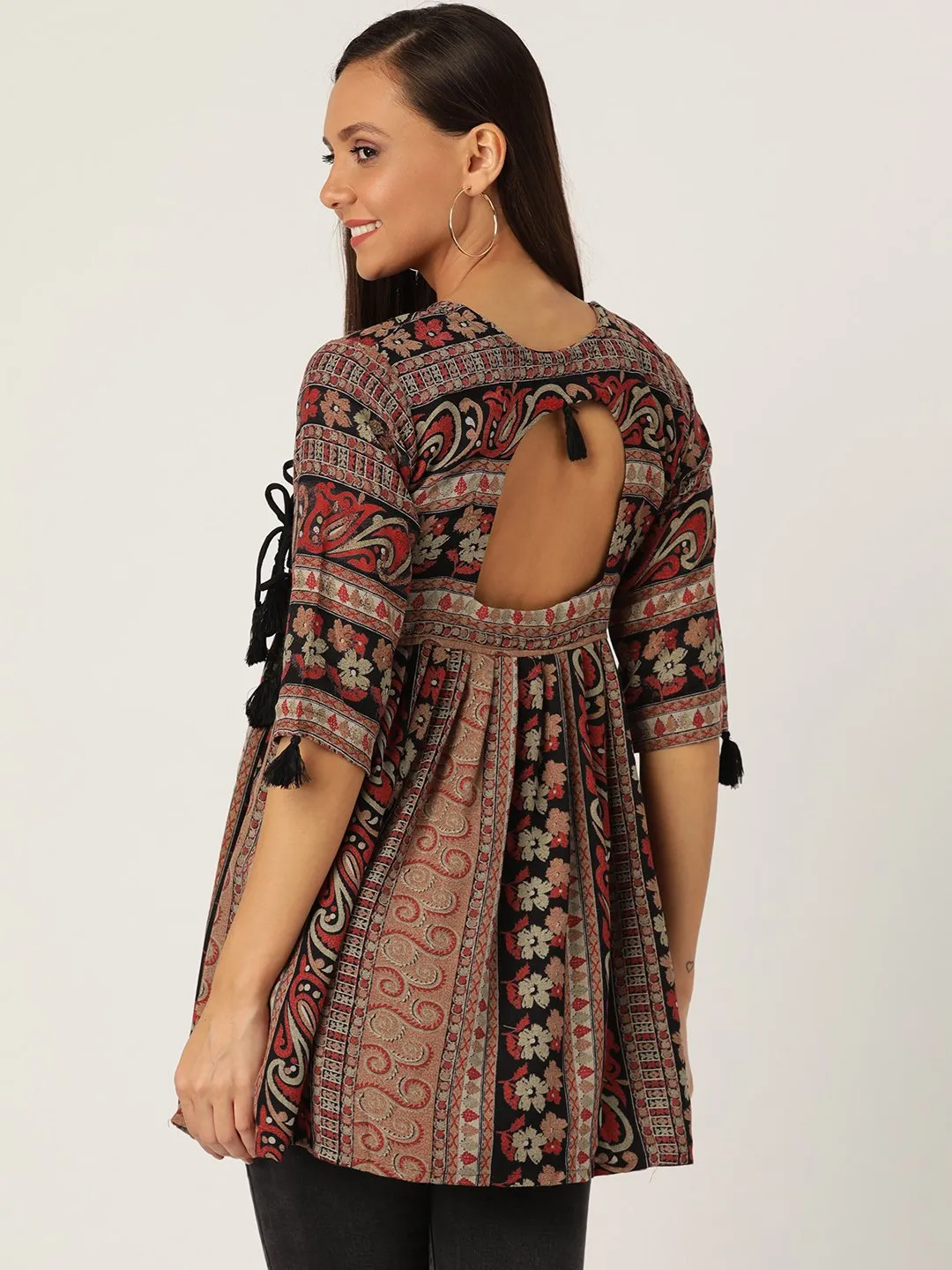 Multicolor Angrakha Peplum Top