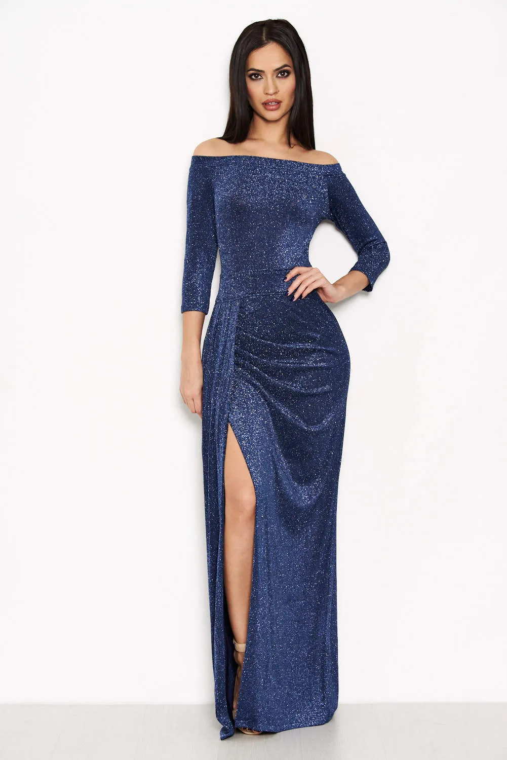 Off The Shoulder Sparkle Maxi Dress