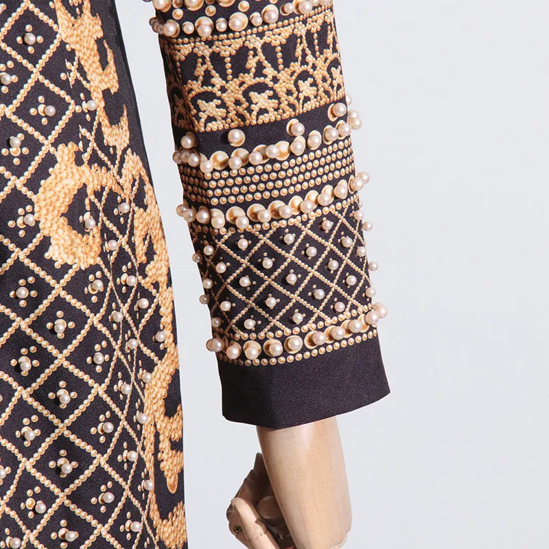 Party Turtleneck Beaded Floral Bodycon Mini Dresses