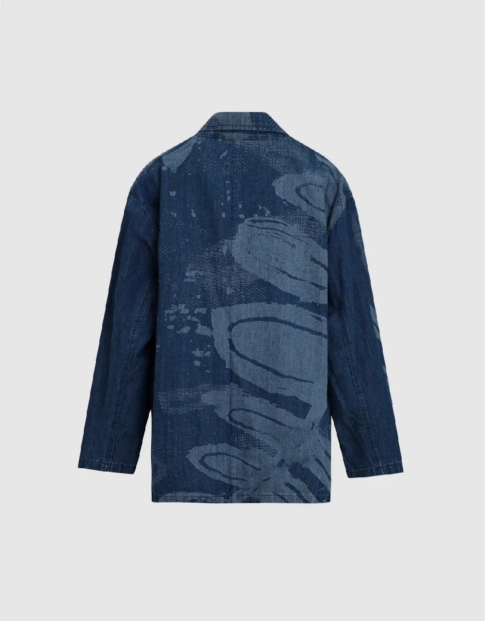 Peak Lapel Denim Blazer Jacket