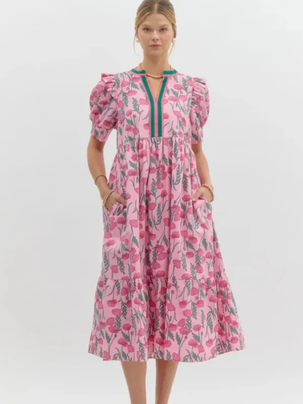 Pink Floral Maxi Dress