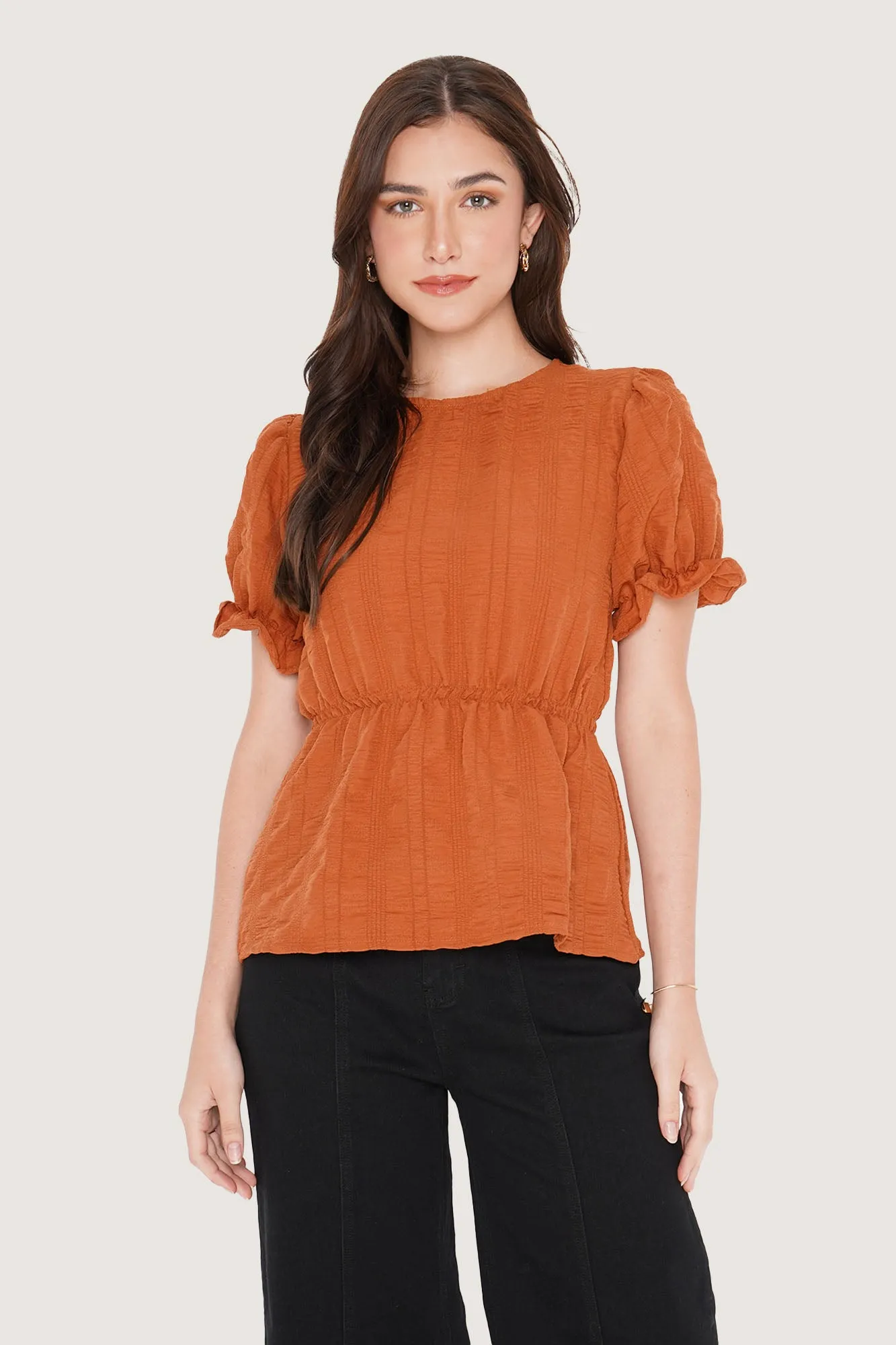 Puff Sleeve Peplum Top
