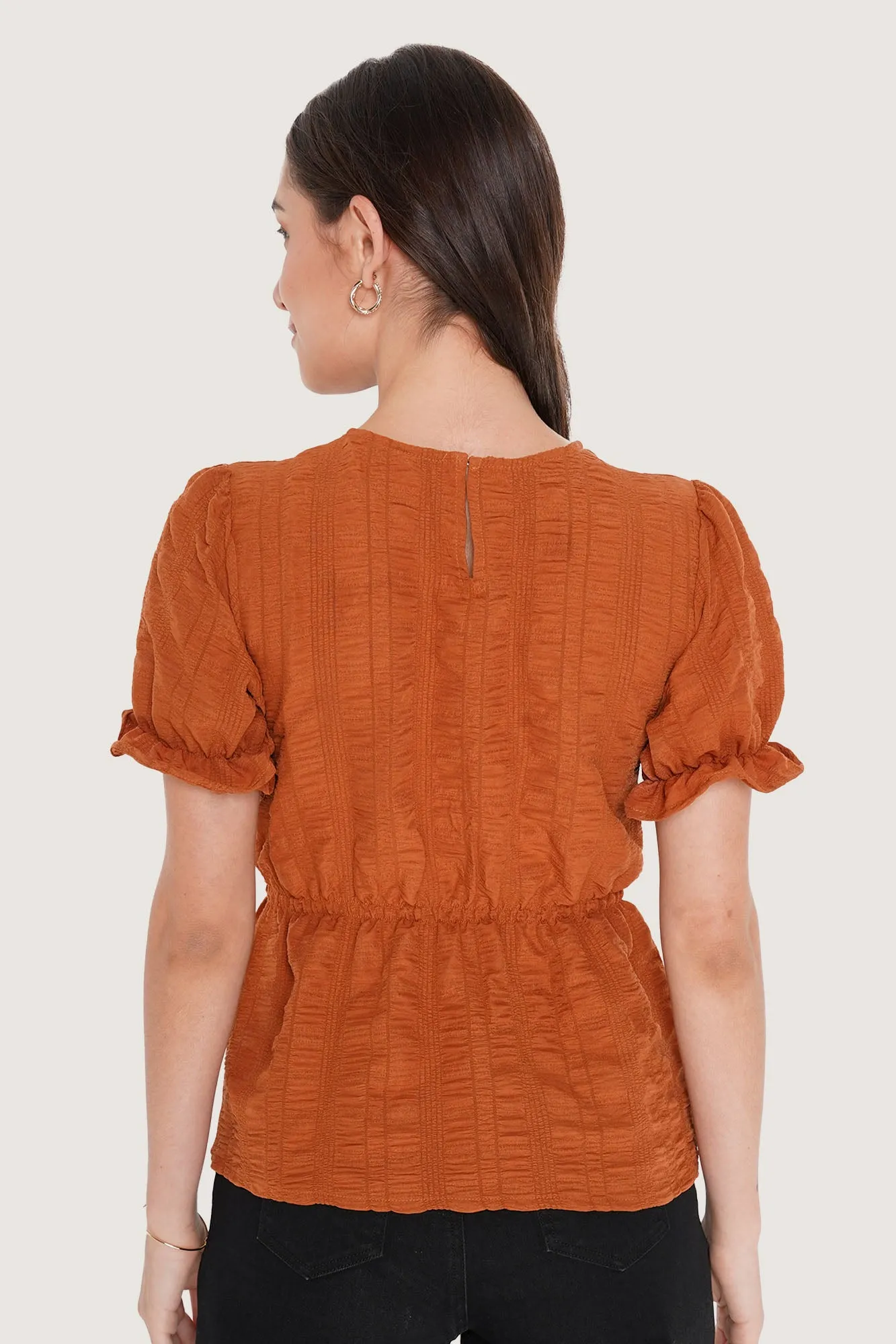 Puff Sleeve Peplum Top