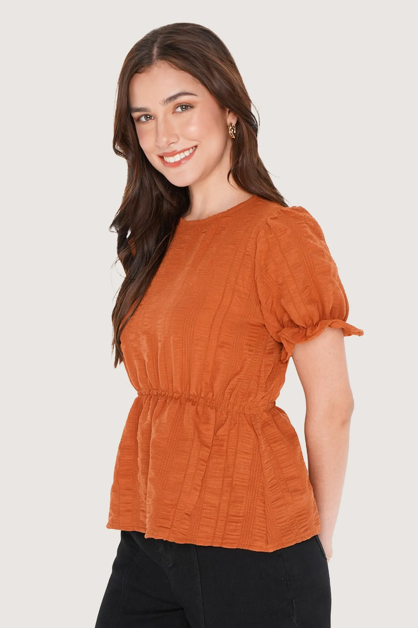 Puff Sleeve Peplum Top