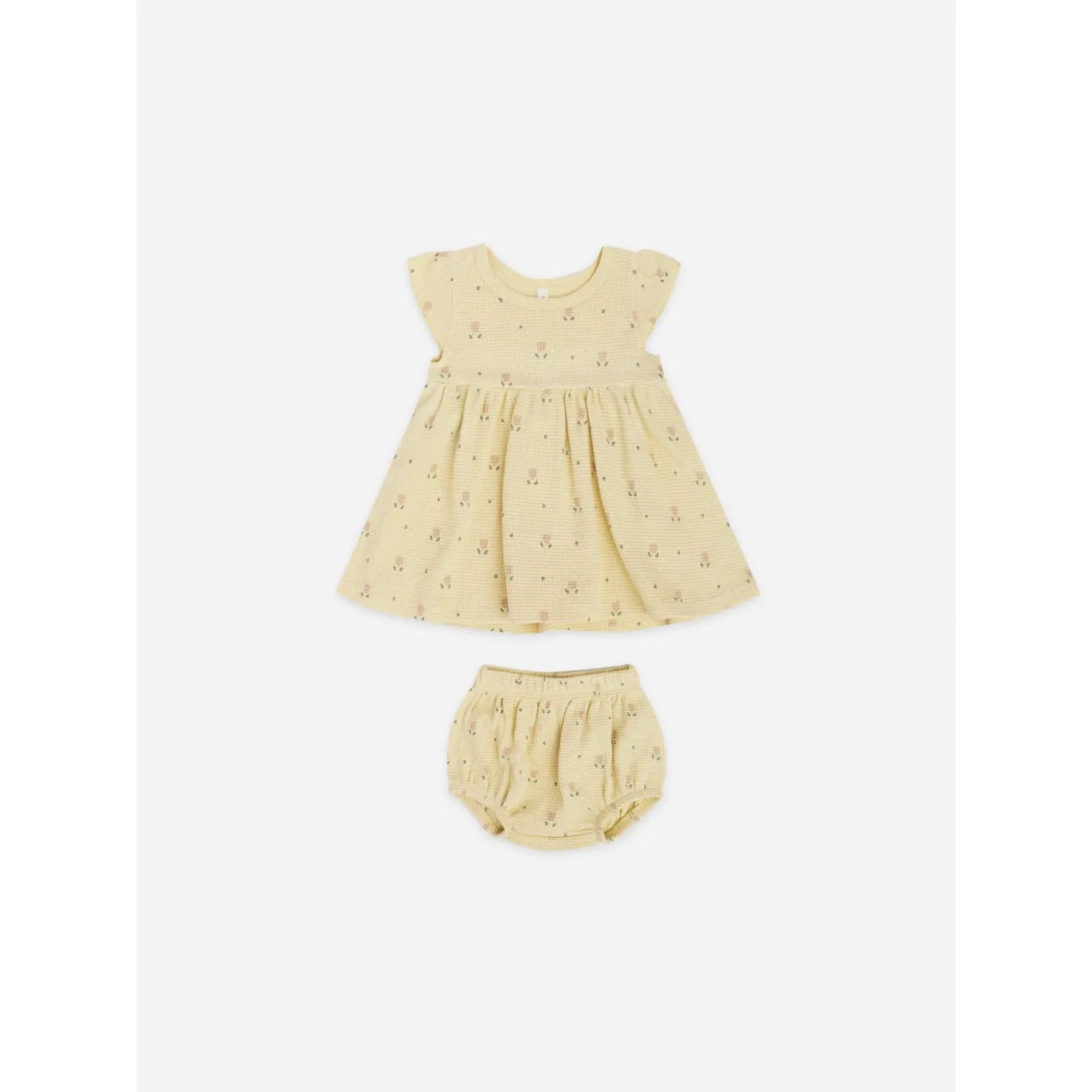 Quincy Mae Dutch Floral Waffle Flutter Sleeve Dress