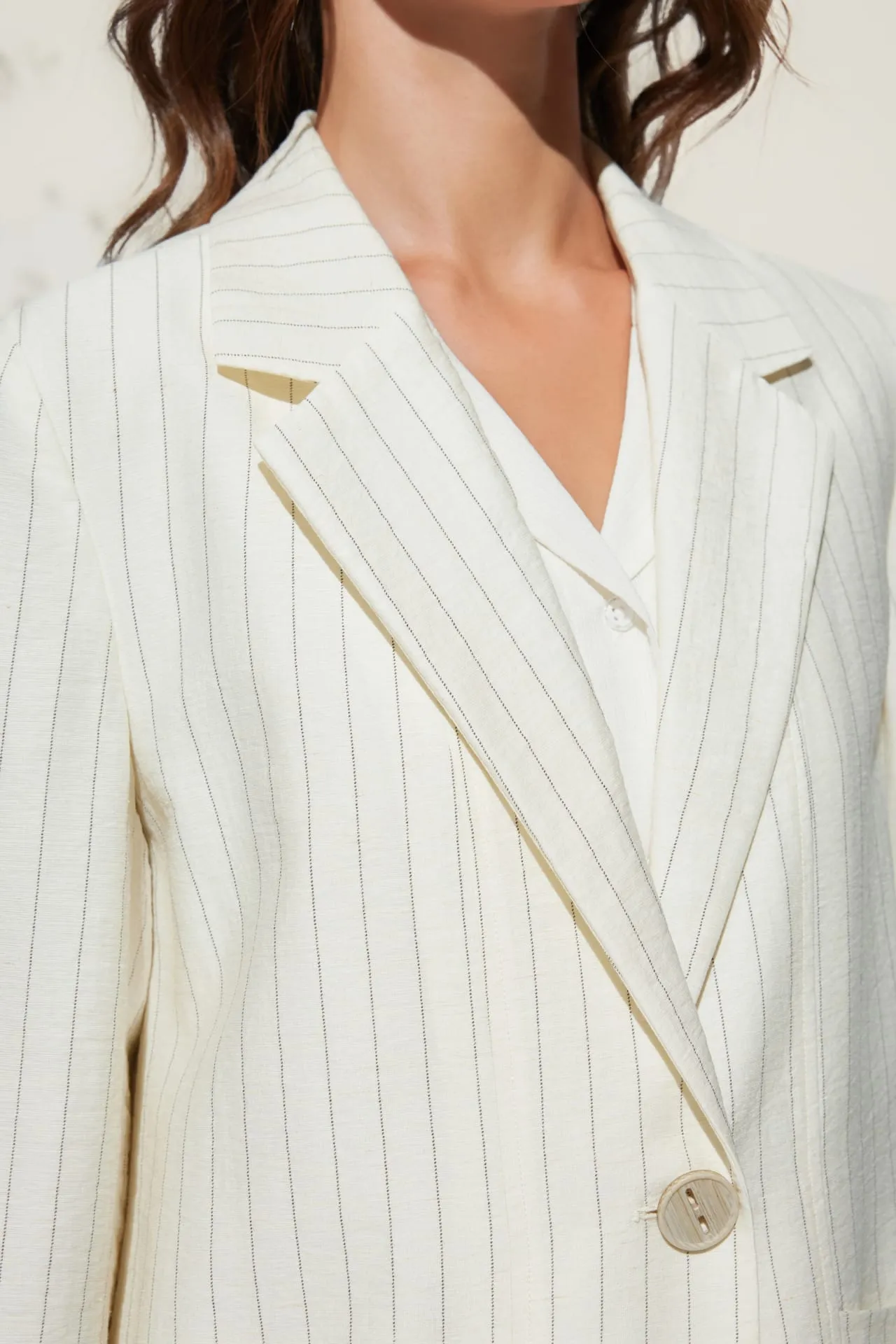 Rayon Blend Stripe Relaxed Fit Casual Blazer