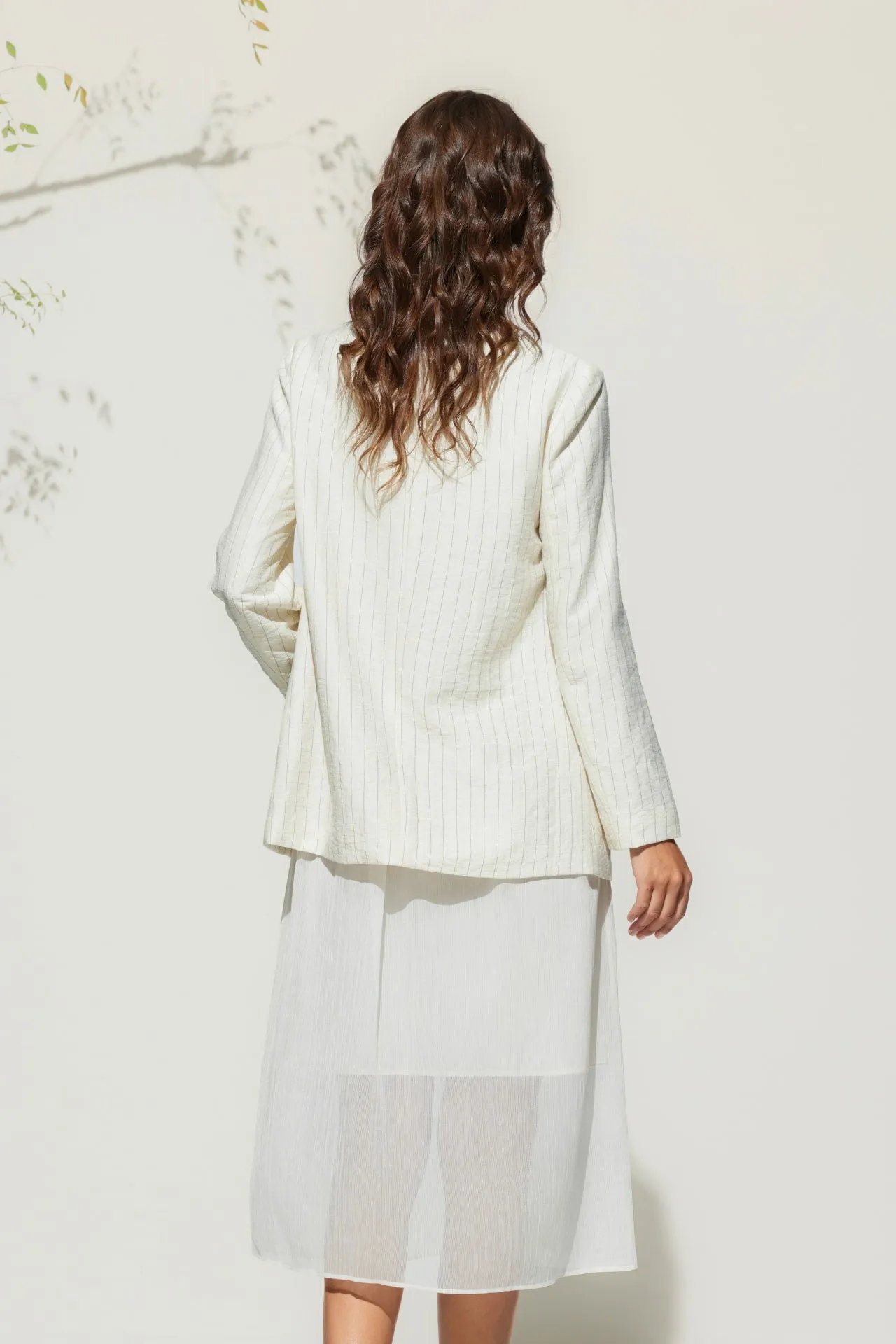 Rayon Blend Stripe Relaxed Fit Casual Blazer