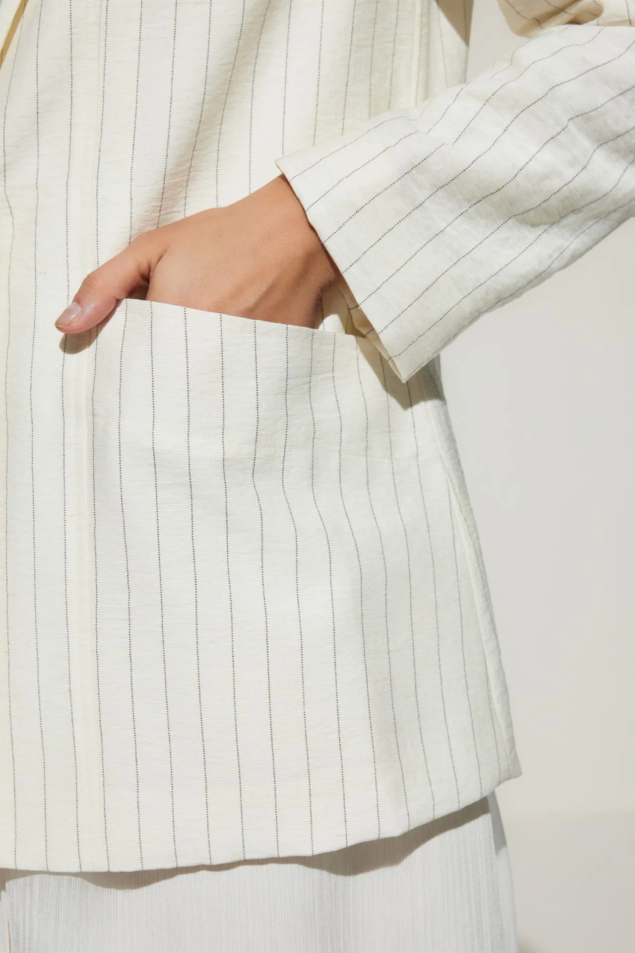 Rayon Blend Stripe Relaxed Fit Casual Blazer