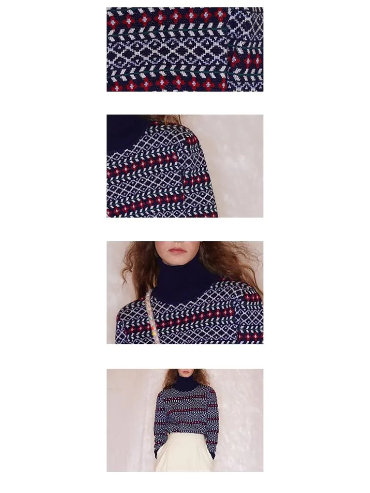 Retro Turtleneck Wool Sweater