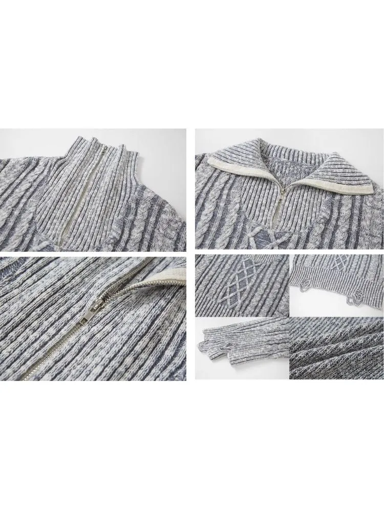 Retro Turtleneck Zipper Knitted Sweater
