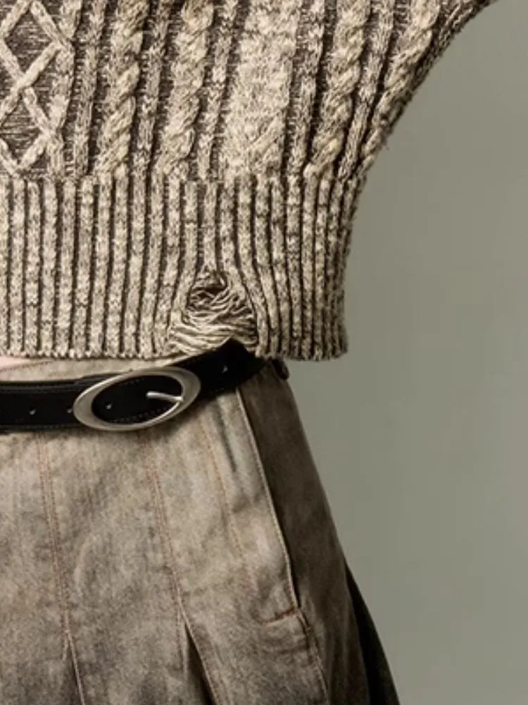 Retro Turtleneck Zipper Knitted Sweater