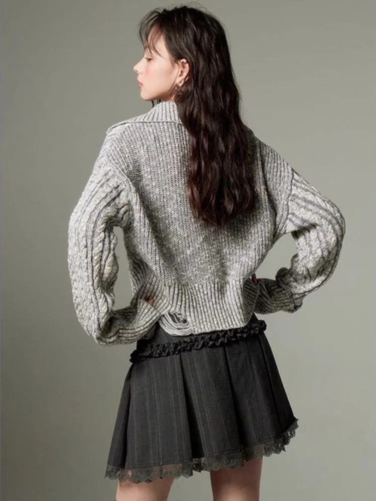 Retro Turtleneck Zipper Knitted Sweater
