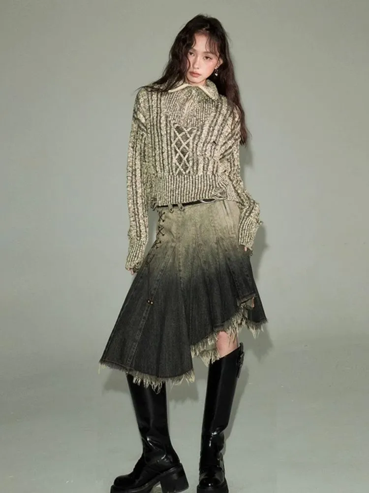 Retro Turtleneck Zipper Knitted Sweater