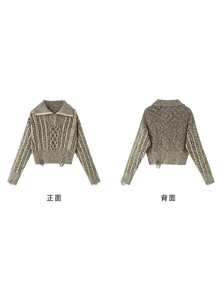 Retro Turtleneck Zipper Knitted Sweater