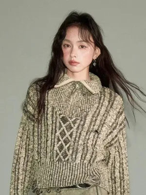 Retro Turtleneck Zipper Knitted Sweater