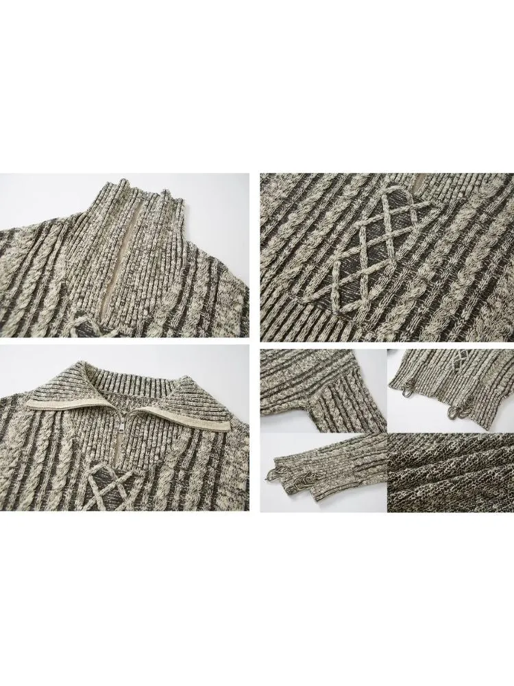 Retro Turtleneck Zipper Knitted Sweater