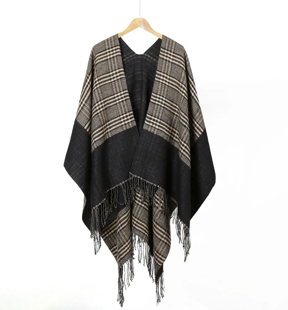 Reversible Gingham Poncho Wrap | 1725