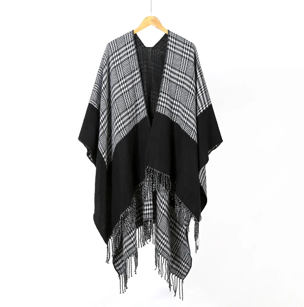 Reversible Gingham Poncho Wrap | 1725
