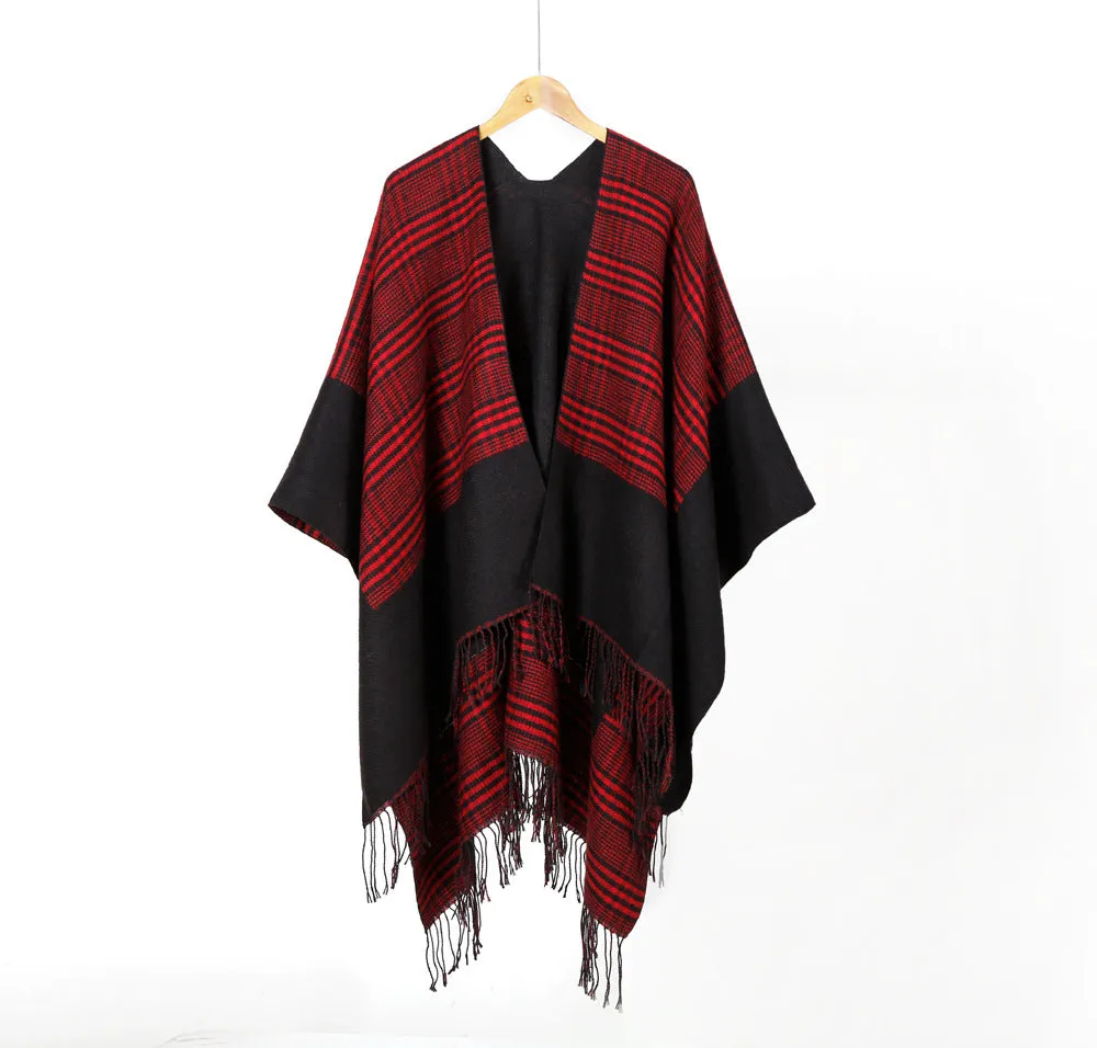 Reversible Gingham Poncho Wrap | 1725