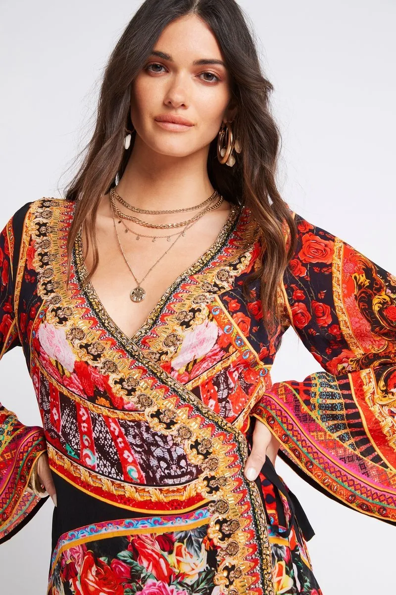 SHE WAS POWERFUL WRAP DRESS