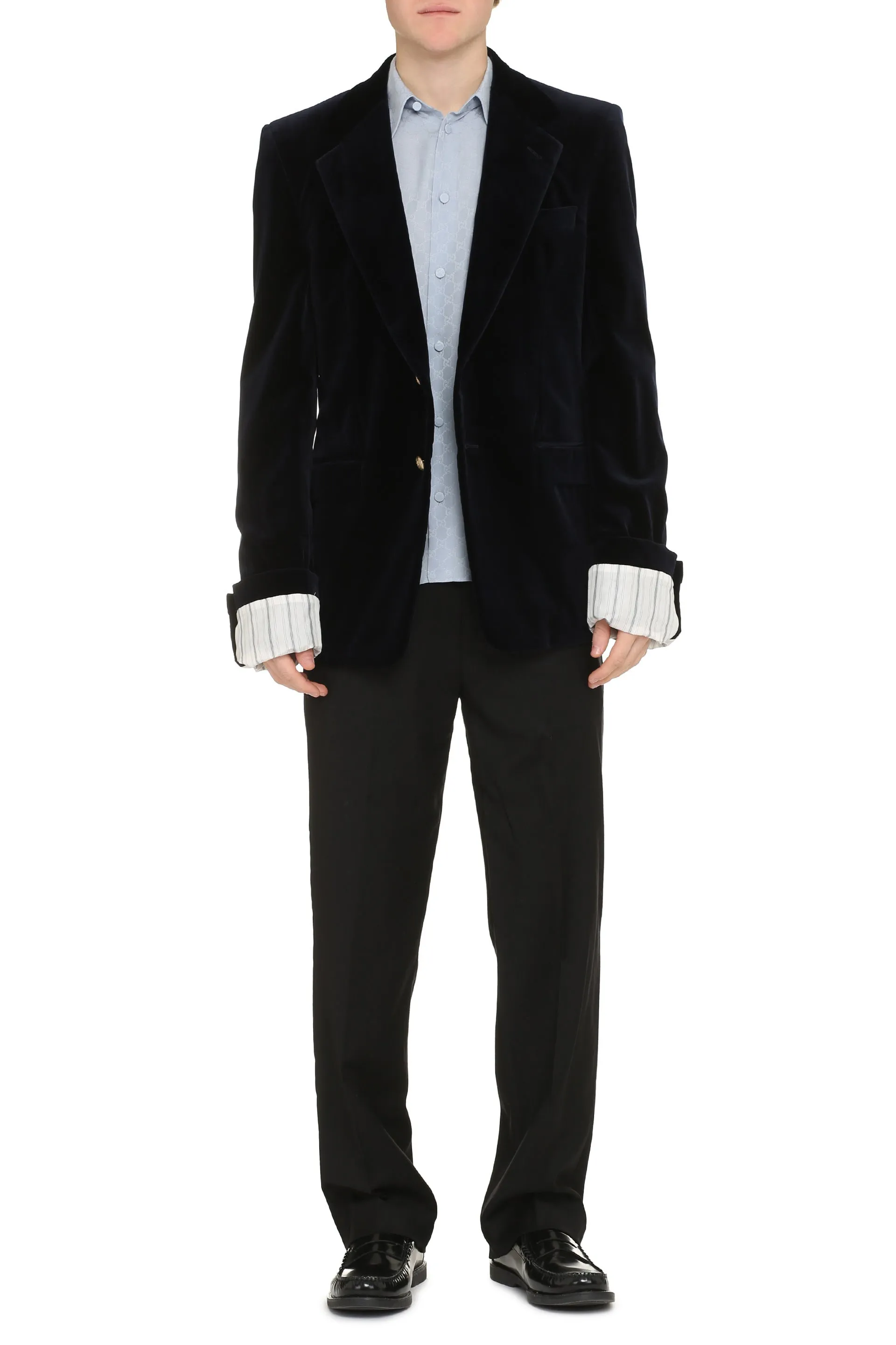 Single-breasted velvet jacket
