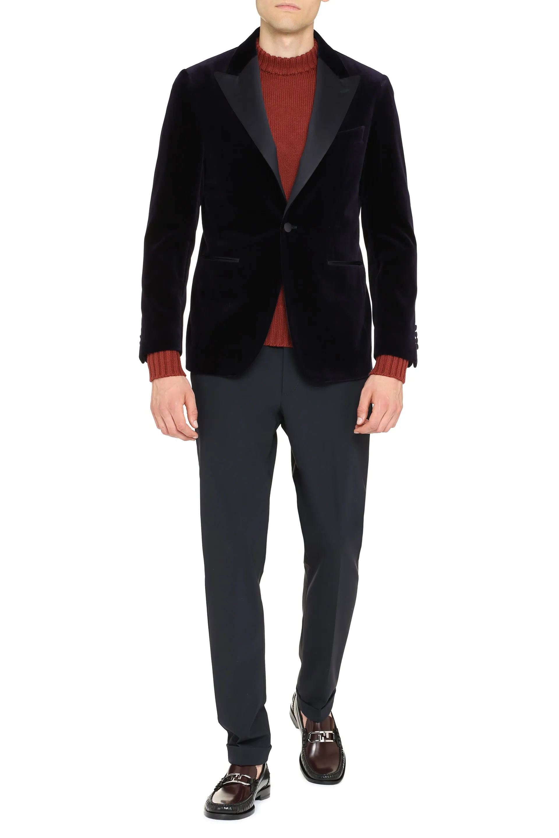Single-breasted velvet jacket
