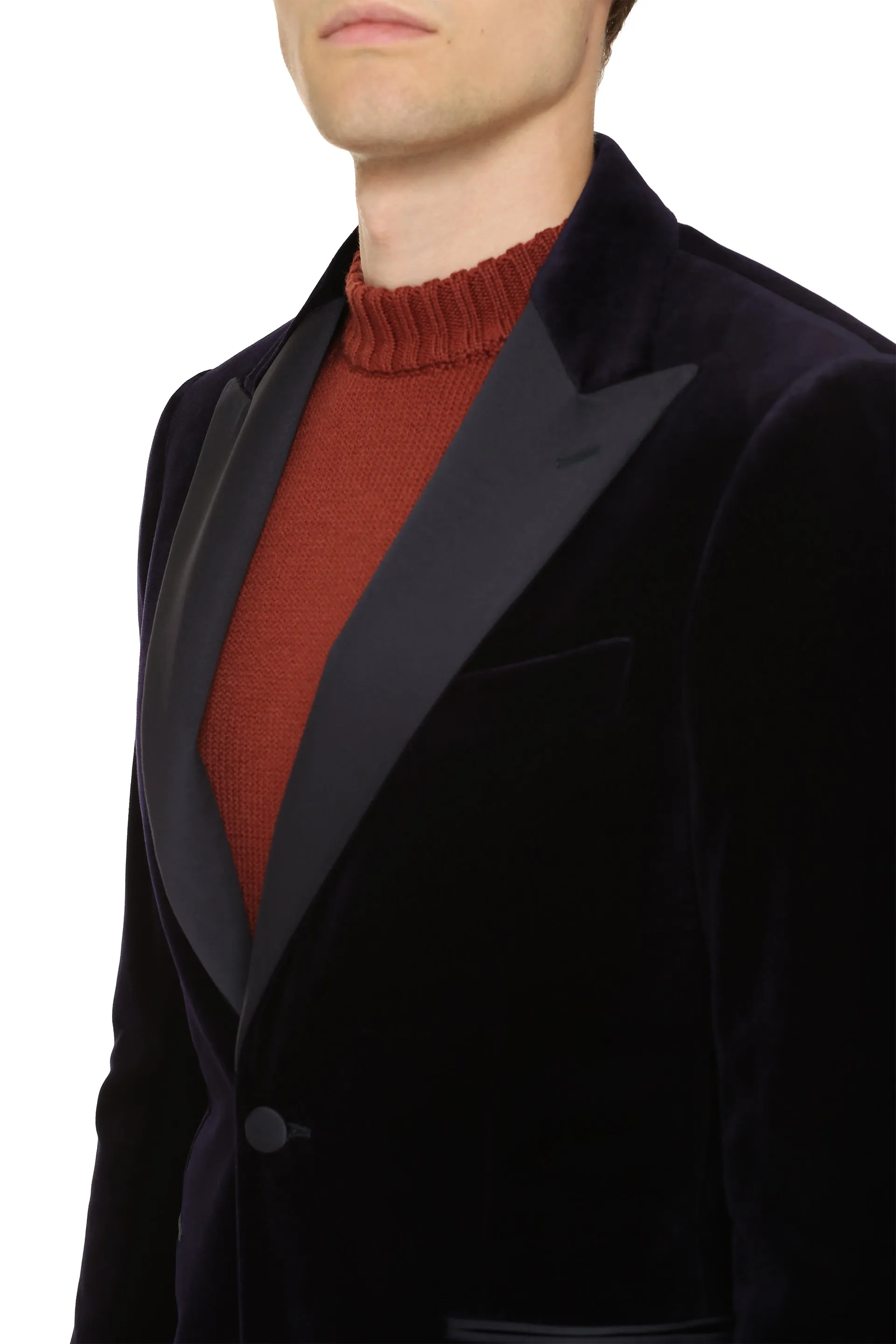 Single-breasted velvet jacket
