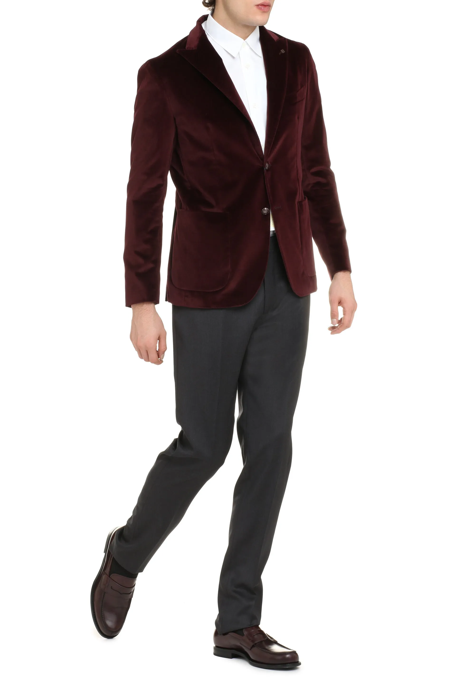 Single-breasted velvet jacket