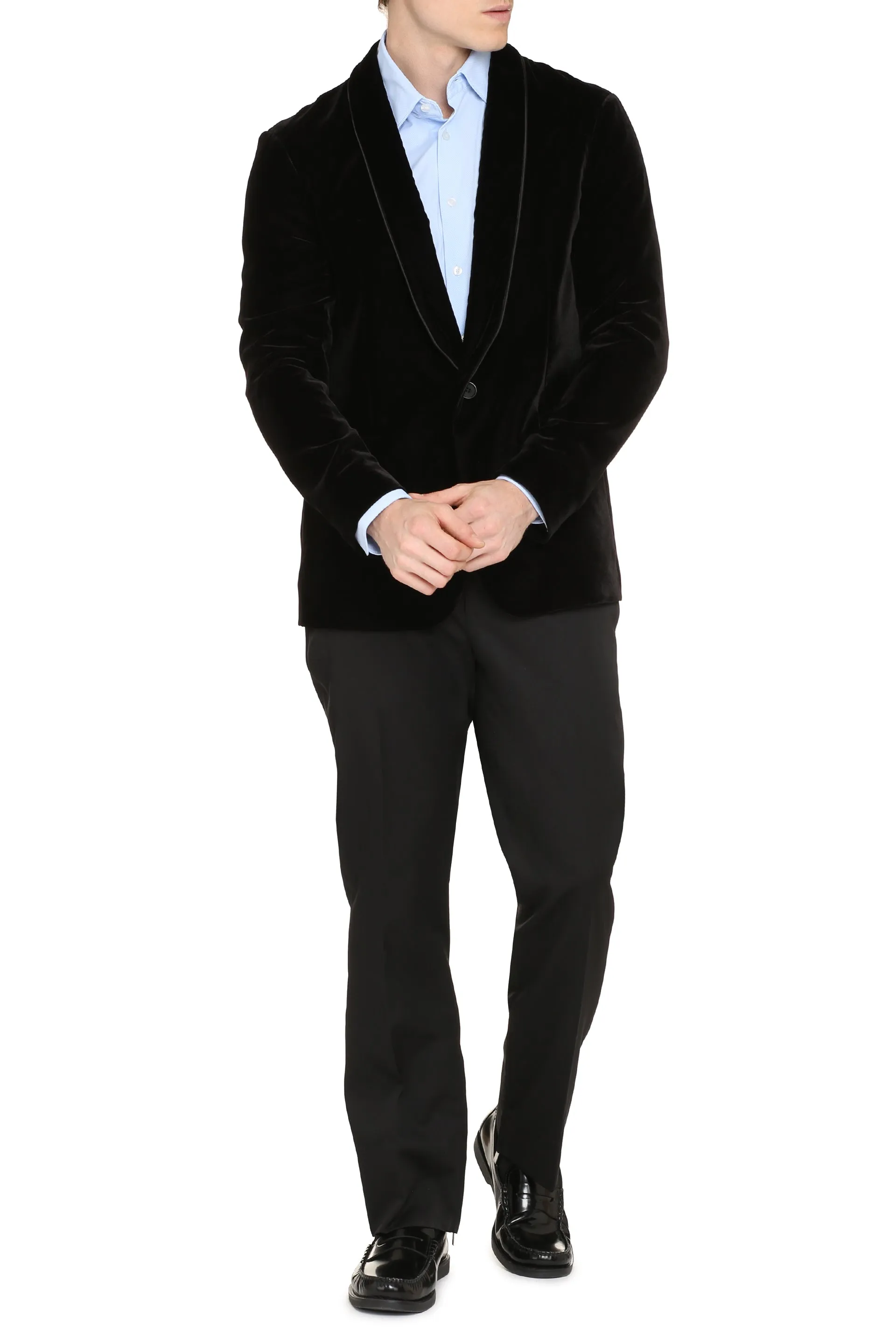 Single-breasted velvet jacket