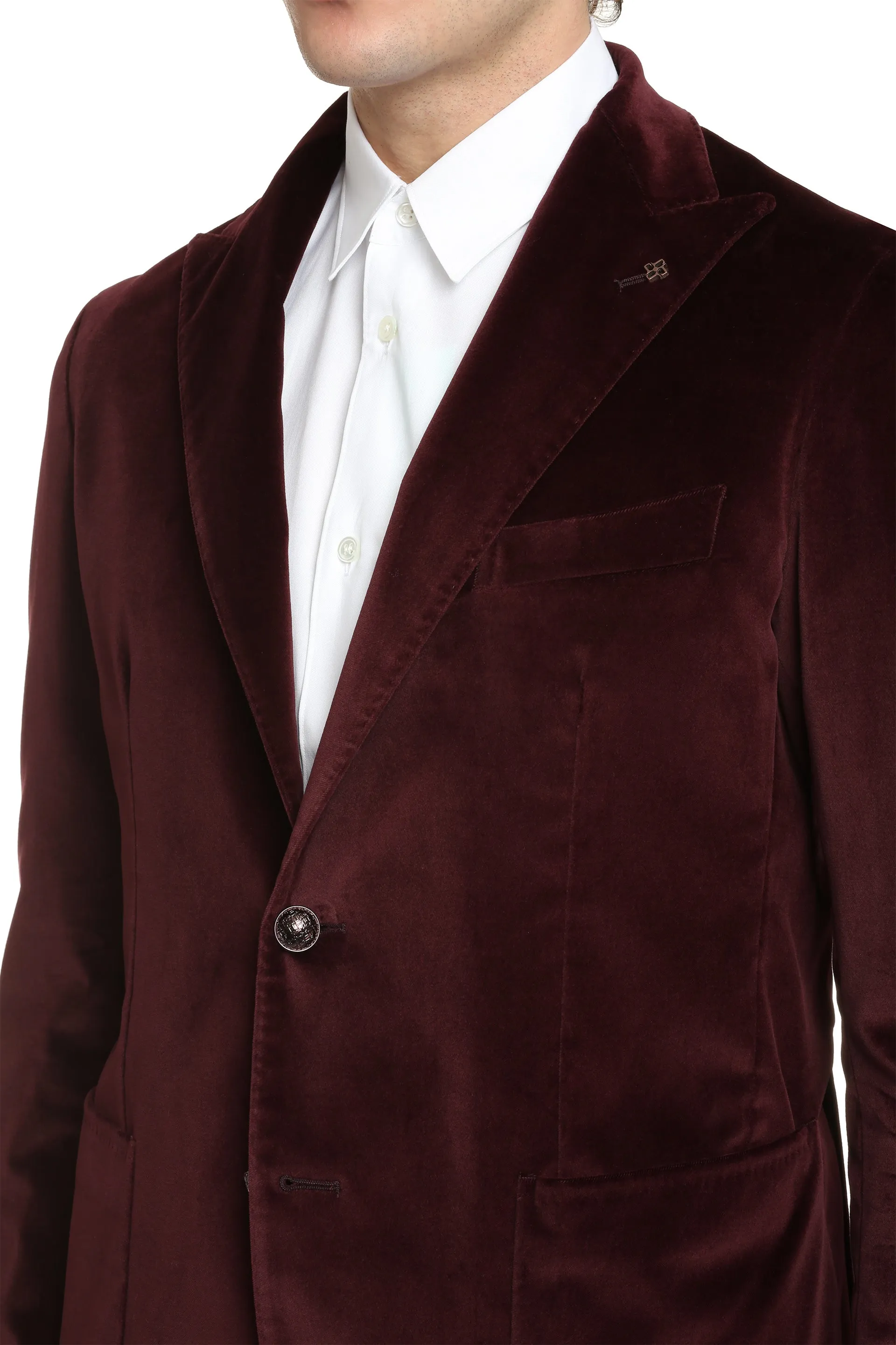 Single-breasted velvet jacket