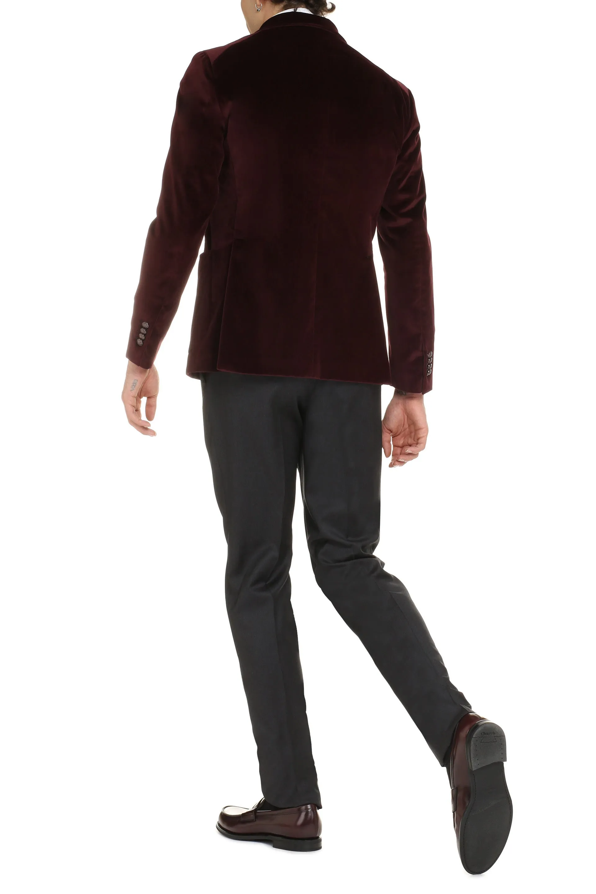 Single-breasted velvet jacket